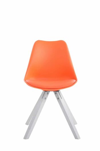 Lot de 4 chaises Toulouse simili cuir blanc Carré orange 55,5x47,5x83 simili cuir orange Bois 3