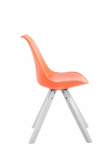 Lot de 4 chaises Toulouse simili cuir blanc Carré orange 55,5x47,5x83 simili cuir orange Bois 4