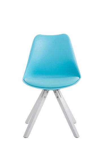 Lot de 4 chaises Toulouse simili cuir blanc Carré bleu 55,5x47,5x83 simili cuir bleu Bois 3