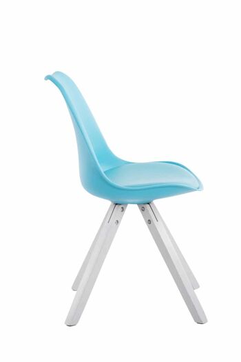 Lot de 4 chaises Toulouse simili cuir blanc Carré bleu 55,5x47,5x83 simili cuir bleu Bois 4