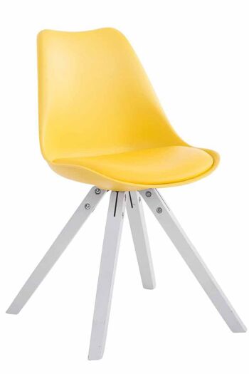 Lot de 4 chaises Toulouse simili cuir blanc Carré jaune 55,5x47,5x83 bois simili cuir jaune 2