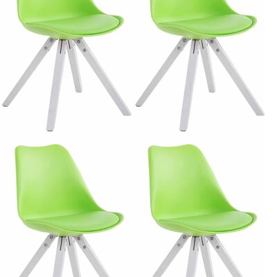 Set of 4 chairs Toulouse imitation leather white Square vegetable 55.5x47.5x83 vegetable imitation leather Wood