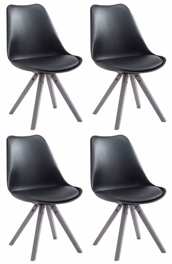 Lot de 4 chaises Toulouse simili cuir gris Square noir 55,5x47,5x83 simili cuir noir Bois 1