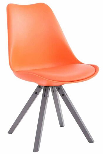 Lot de 4 chaises Toulouse simili cuir gris Square orange 55,5x47,5x83 simili cuir orange Bois 2