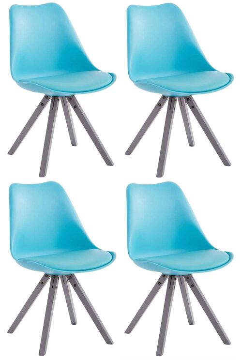 Set van 4 stoelen Toulouse kunstleer grijs Vierkant blauw 55,5x47,5x83 blauw kunstleer Hout