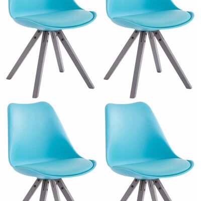 Set of 4 chairs Toulouse leatherette gray Square blue 55.5x47.5x83 blue leatherette Wood