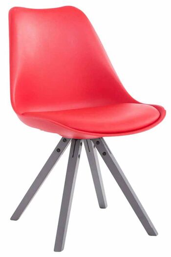 Lot de 4 chaises Toulouse simili cuir gris Carré rouge 55,5x47,5x83 simili cuir rouge Bois 2