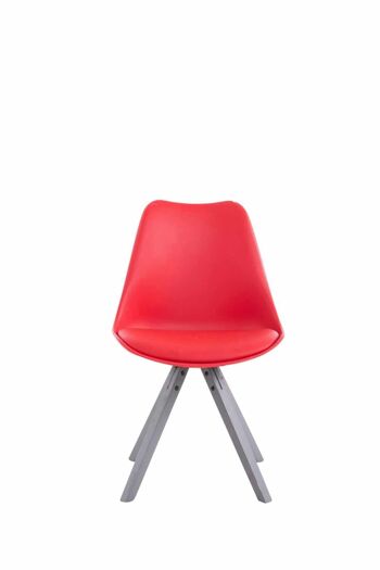 Lot de 4 chaises Toulouse simili cuir gris Carré rouge 55,5x47,5x83 simili cuir rouge Bois 3