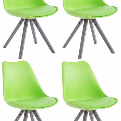 Conjunto de 4 sillas Toulouse polipiel gris Cuadrado vegetal 55,5x47,5x83 polipiel vegetal Madera