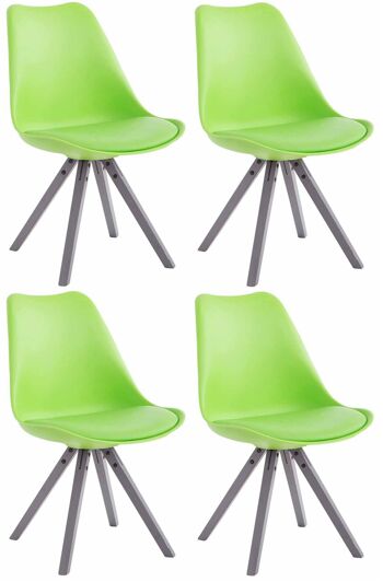 Lot de 4 chaises Toulouse simili cuir gris Carré végétal 55,5x47,5x83 simili cuir végétal Bois 1
