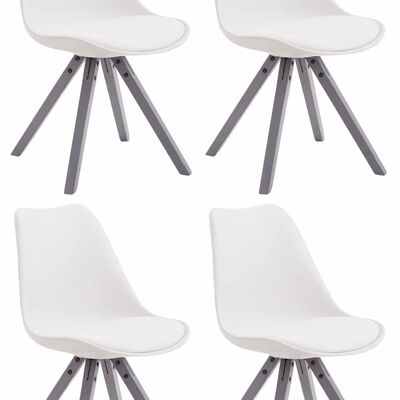 Lot de 4 chaises Toulouse simili cuir gris Carré blanc 55,5x47,5x83 simili cuir blanc Bois