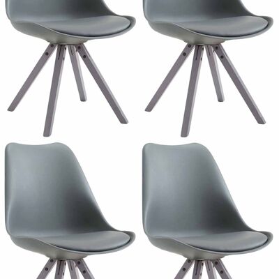 Set mit 4 Stühlen Toulouse Kunstleder grau Square Grey 55,5x47,5x83 Graues Kunstleder Holz