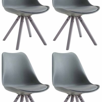 Set van 4 stoelen Toulouse kunstleer grijs Vierkant Grijs 55,5x47,5x83 Grijs kunstleer Hout