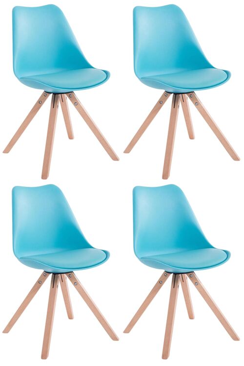 Set van 4 stoelen Toulouse imitatieleer natura (eiken) Vierkant blauw 55,5x47,5x83 blauw kunstleer Hout