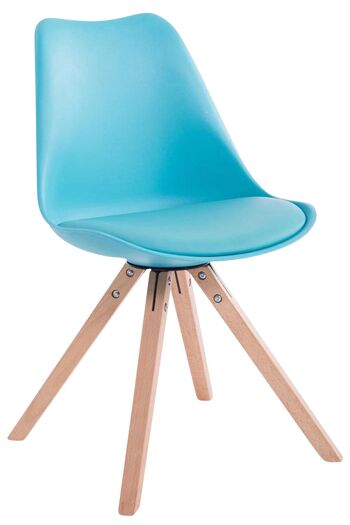 Lot de 4 chaises Toulouse simili cuir natura (chêne) Carré bleu 55,5x47,5x83 bois simili cuir bleu 2