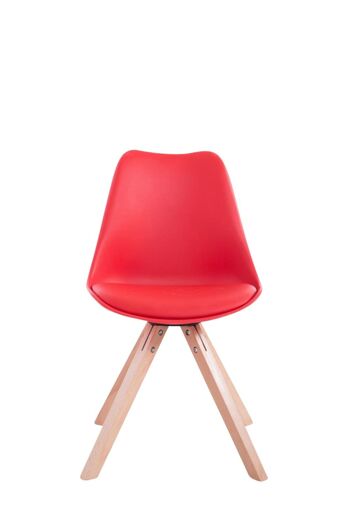 Lot de 4 chaises Toulouse simili cuir natura (chêne) Carré rouge 55,5x47,5x83 similicuir rouge Bois 3