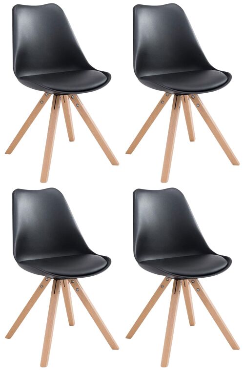 Set van 4 stoelen Toulouse imitatieleer natura (eiken) Vierkant zwart 55,5x47,5x83 zwart kunstleer Hout