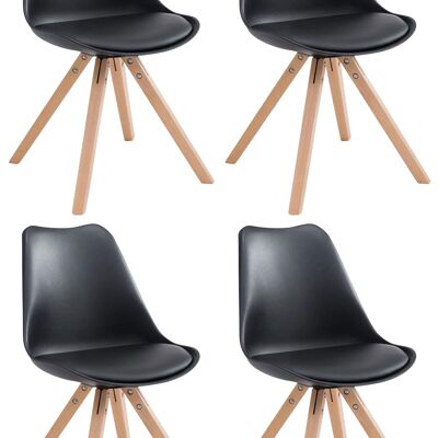 Lot de 4 chaises Toulouse simili cuir natura (chêne) Carré noir 55,5x47,5x83 Simili cuir noir Bois