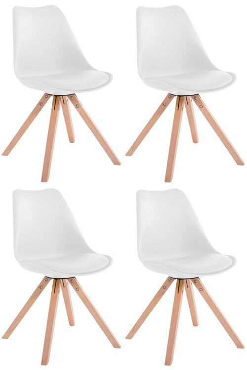 Set van 4 stoelen Toulouse imitatieleer natura (eiken) Vierkant wit 55,5x47,5x83 wit kunstleer Hout