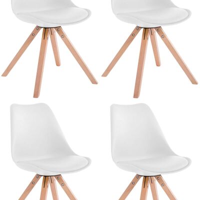 Conjunto de 4 sillas Toulouse simil piel natura (roble) Cuadradas blanco 55,5x47,5x83 polipiel blanco Madera