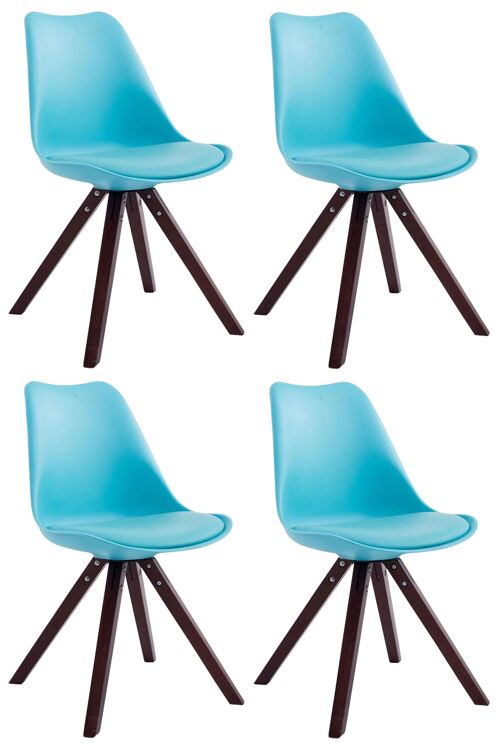 Set van 4 stoelen Toulouse imitatieleer cappuccino (eiken) Vierkant blauw 55,5x47,5x83 blauw kunstleer Hout