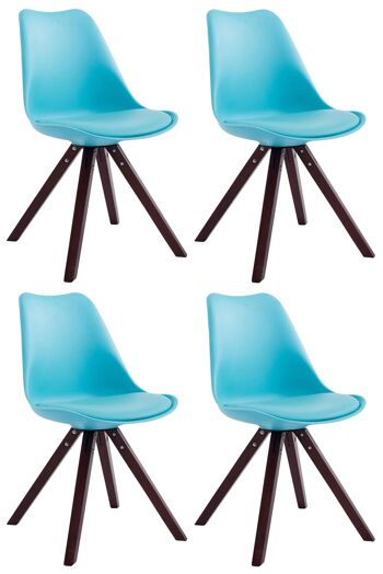 Lot de 4 chaises Toulouse simili cuir cappuccino (chêne) Carré bleu 55,5x47,5x83 simili cuir bleu Bois 1