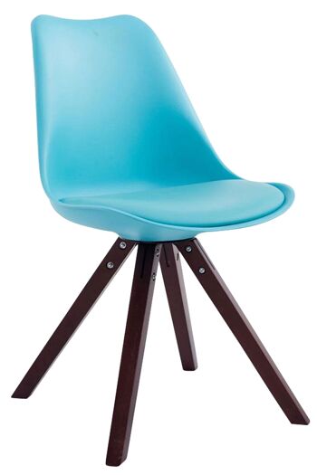 Lot de 4 chaises Toulouse simili cuir cappuccino (chêne) Carré bleu 55,5x47,5x83 simili cuir bleu Bois 2