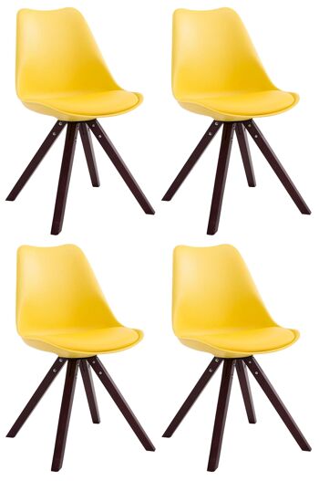 Lot de 4 chaises Toulouse simili cuir cappuccino (chêne) Carré jaune 55,5x47,5x83 simili cuir jaune Bois 1