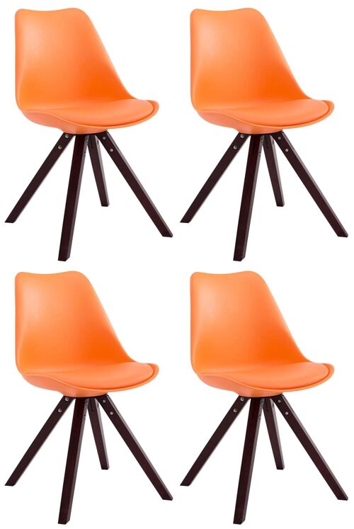 Set van 4 stoelen Toulouse imitatieleer cappuccino (eiken) Vierkant oranje 55,5x47,5x83 oranje kunstleer Hout