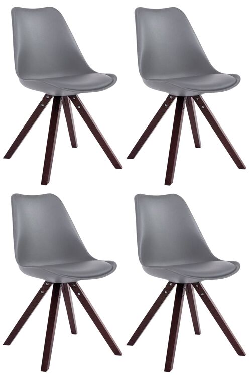 Set van 4 stoelen Toulouse imitatieleer cappuccino (eiken) Vierkant Grijs 55,5x47,5x83 Grijs kunstleer Hout