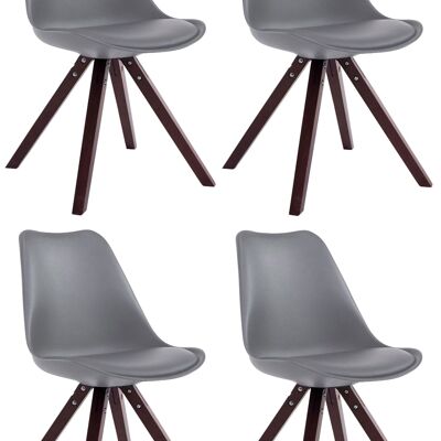 Set of 4 chairs Toulouse imitation leather cappuccino (oak) Square Gray 55.5x47.5x83 Gray leatherette Wood