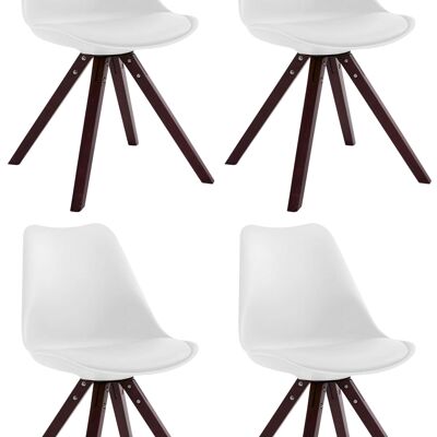 Conjunto de 4 sillas Toulouse imitación cuero capuchino (roble) Cuadrado blanco 55,5x47,5x83 polipiel blanco Madera