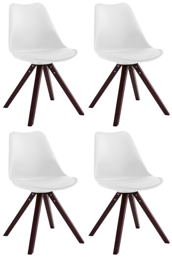 Lot de 4 chaises Toulouse simili cuir cappuccino (chêne) Carré blanc 55,5x47,5x83 simili cuir blanc Bois 1