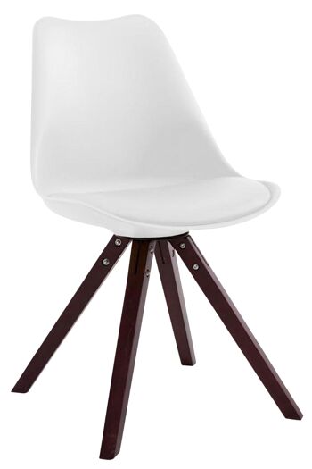 Lot de 4 chaises Toulouse simili cuir cappuccino (chêne) Carré blanc 55,5x47,5x83 simili cuir blanc Bois 2