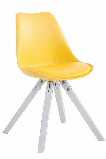 Lot de 4 chaises Toulouse simili cuir blanc (chêne) Carré jaune 55,5x47,5x83 simili cuir jaune Bois 2