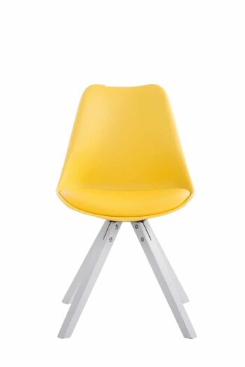 Lot de 4 chaises Toulouse simili cuir blanc (chêne) Carré jaune 55,5x47,5x83 simili cuir jaune Bois 3