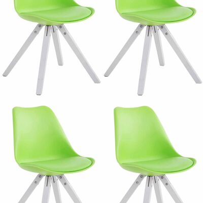 Conjunto de 4 sillas Toulouse simil piel blanco (roble) Cuadrado vegetal 55,5x47,5x83 polipiel vegetal Madera