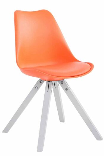 Lot de 4 chaises Toulouse simili cuir blanc (chêne) Carré orange 55,5x47,5x83 simili cuir orange Bois 2