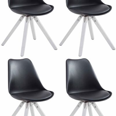 Lot de 4 chaises Toulouse simili cuir blanc (chêne) Carré noir 55,5x47,5x83 Simili cuir noir Bois