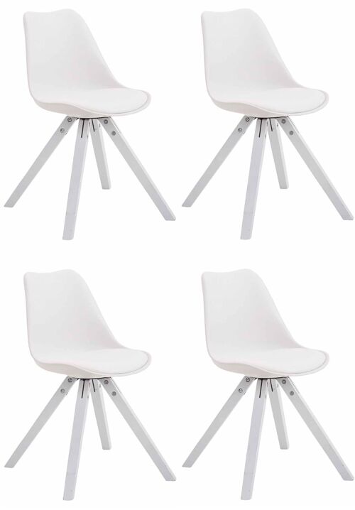 Set van 4 stoelen Toulouse imitatieleer wit (eiken) Vierkant wit 55,5x47,5x83 wit kunstleer Hout