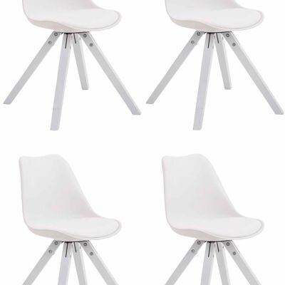 Conjunto de 4 sillas Toulouse simil piel blanco (roble) Cuadrado blanco 55,5x47,5x83 polipiel blanco Madera