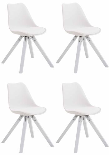 Lot de 4 chaises Toulouse simili cuir blanc (chêne) Carré blanc 55,5x47,5x83 simili cuir blanc Bois 1