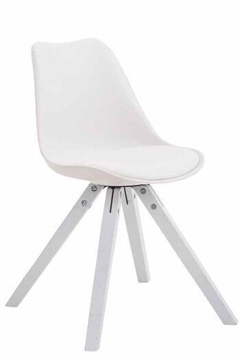 Lot de 4 chaises Toulouse simili cuir blanc (chêne) Carré blanc 55,5x47,5x83 simili cuir blanc Bois 2