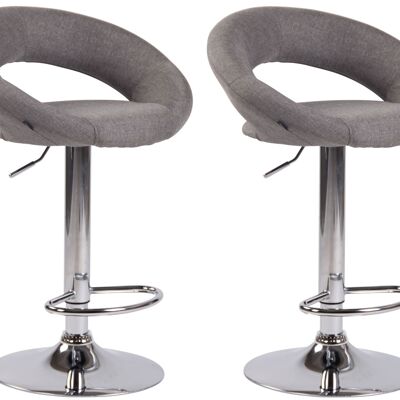 Set of 2 bar stools Olinda fabric chrome Gray 47x53x80 Gray Material metal