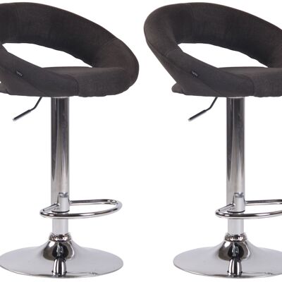 Set of 2 bar stools Olinda fabric chrome dark gray 47x53x80 dark gray Material metal