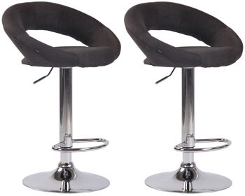 Lot de 2 tabourets de bar Olinda tissu chrome gris foncé 47x53x80 gris foncé Matière métal 1