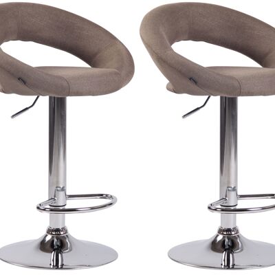 Set of 2 bar stools Olinda fabric chrome taupe 47x53x80 taupe Material metal