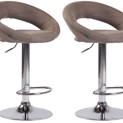 Lot de 2 tabourets de bar Olinda tissu chrome taupe 47x53x80 taupe Matière métal