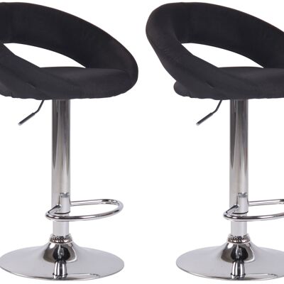 Set of 2 bar stools Olinda fabric chrome black 47x53x80 black Material metal