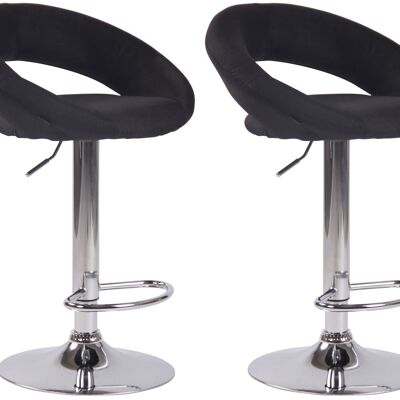 Lot de 2 tabourets de bar Olinda tissu chrome noir 47x53x80 noir Matière métal